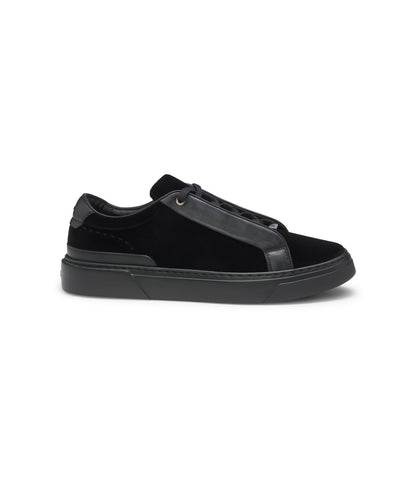 Boss Gary Trainers In Leather And Suede Black Black