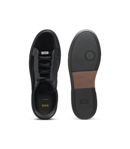Boss Gary Trainers In Leather And Suede Black Black