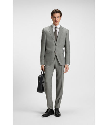Boss Two Piece Regular Fit Suit In Patterned Stretch Cloth Silver