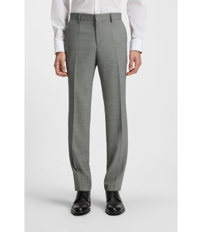 Boss Two Piece Regular Fit Suit In Patterned Stretch Cloth Silver