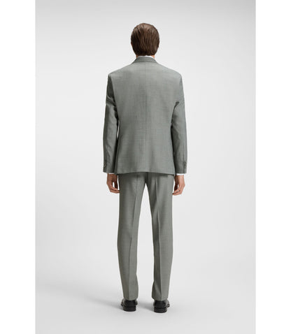 Boss Two Piece Regular Fit Suit In Patterned Stretch Cloth Silver