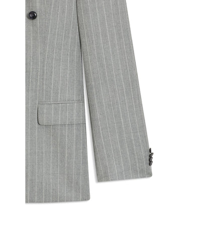 Boss Two Piece Slim Fit Suit In Striped Virgin Wool Silver
