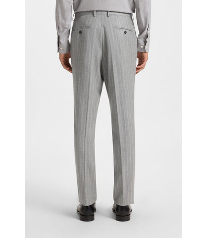 Boss Two Piece Slim Fit Suit In Striped Virgin Wool Silver