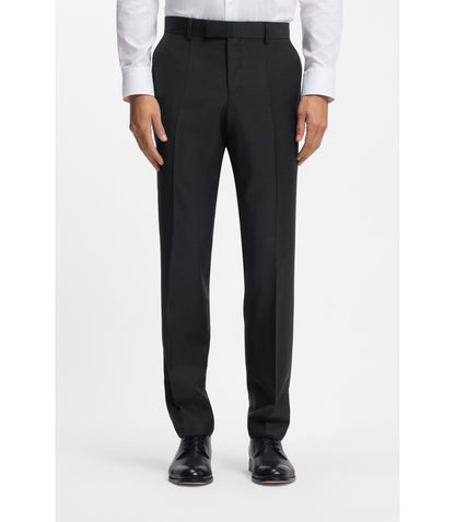 Boss Two Piece Slim Fit Suit In Patterned Virgin Wool Dark Blue