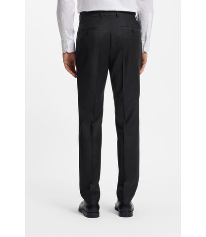 Boss Two Piece Slim Fit Suit In Patterned Virgin Wool Dark Blue