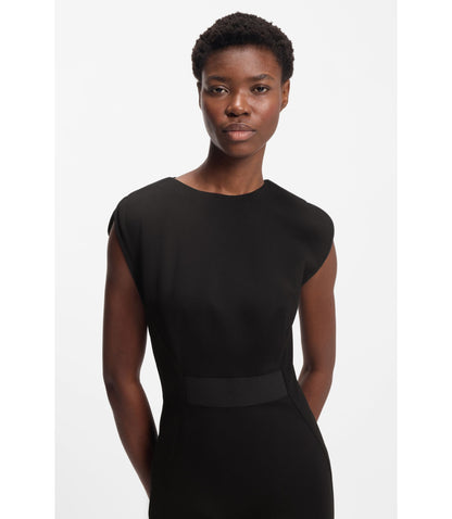 Boss Waistband Detail Dress In Stretch Jersey Black Women's