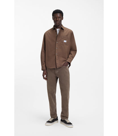 Hugo Regular Fit Jeans In Washed Denim Dark Brown