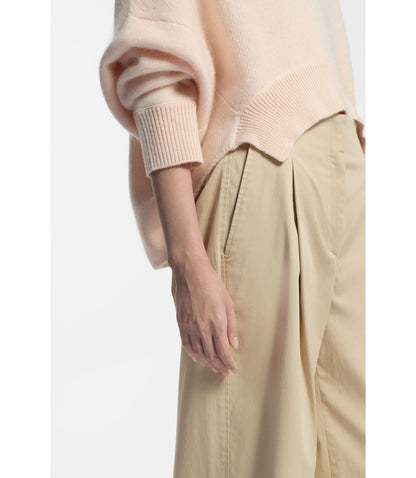 Boss Relaxed Fit Culottes In Stretch Cotton Light Beige Women's