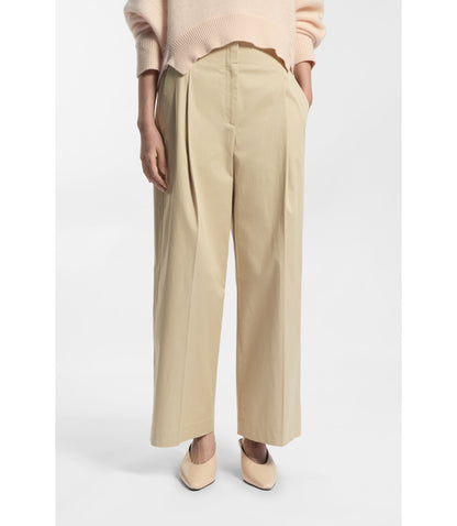 Boss Relaxed Fit Culottes In Stretch Cotton Light Beige Women's