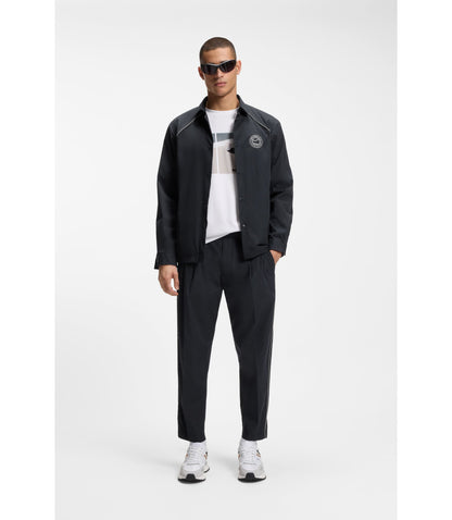 Boss Tapered Fit Trousers With Water Repellent Finish Dark Blue