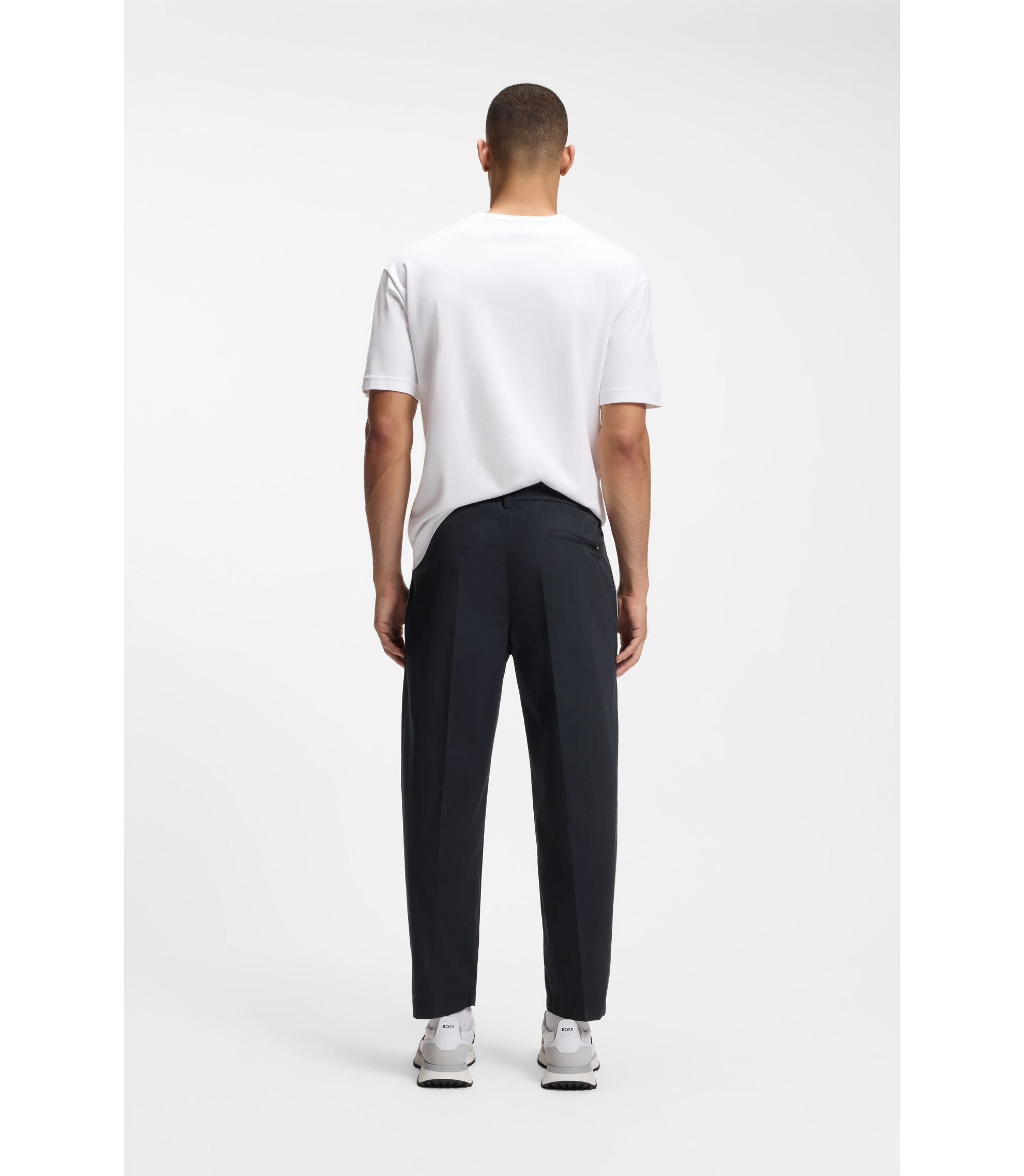Boss Tapered Fit Trousers With Water Repellent Finish Dark Blue