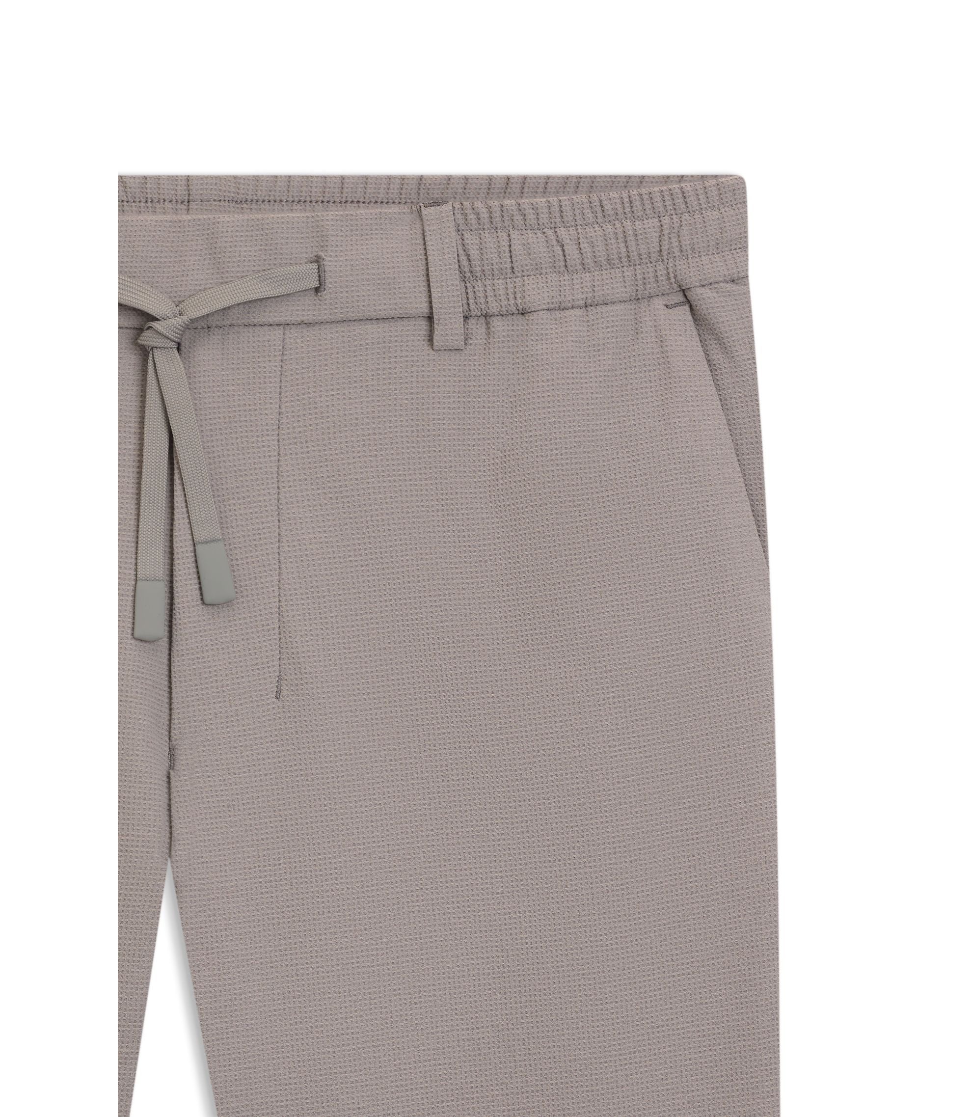 Boss Relaxed Fit Trousers In Waffle Fabric Light Grey
