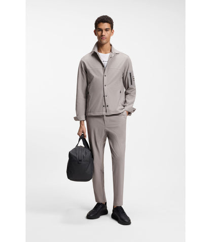 Boss Relaxed Fit Trousers In Waffle Fabric Light Grey