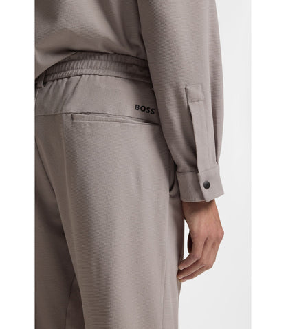 Boss Relaxed Fit Trousers In Waffle Fabric Light Grey