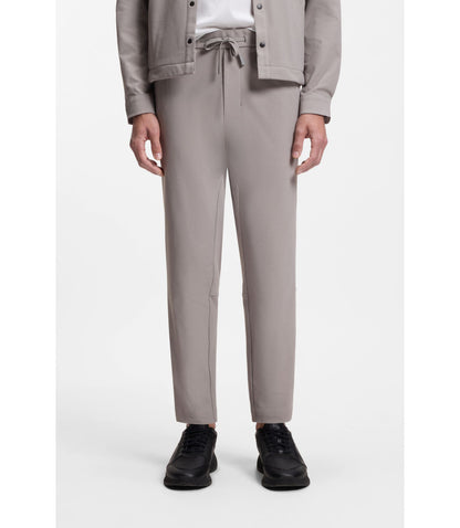 Boss Relaxed Fit Trousers In Waffle Fabric Light Grey