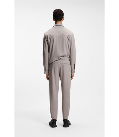 Boss Relaxed Fit Trousers In Waffle Fabric Light Grey