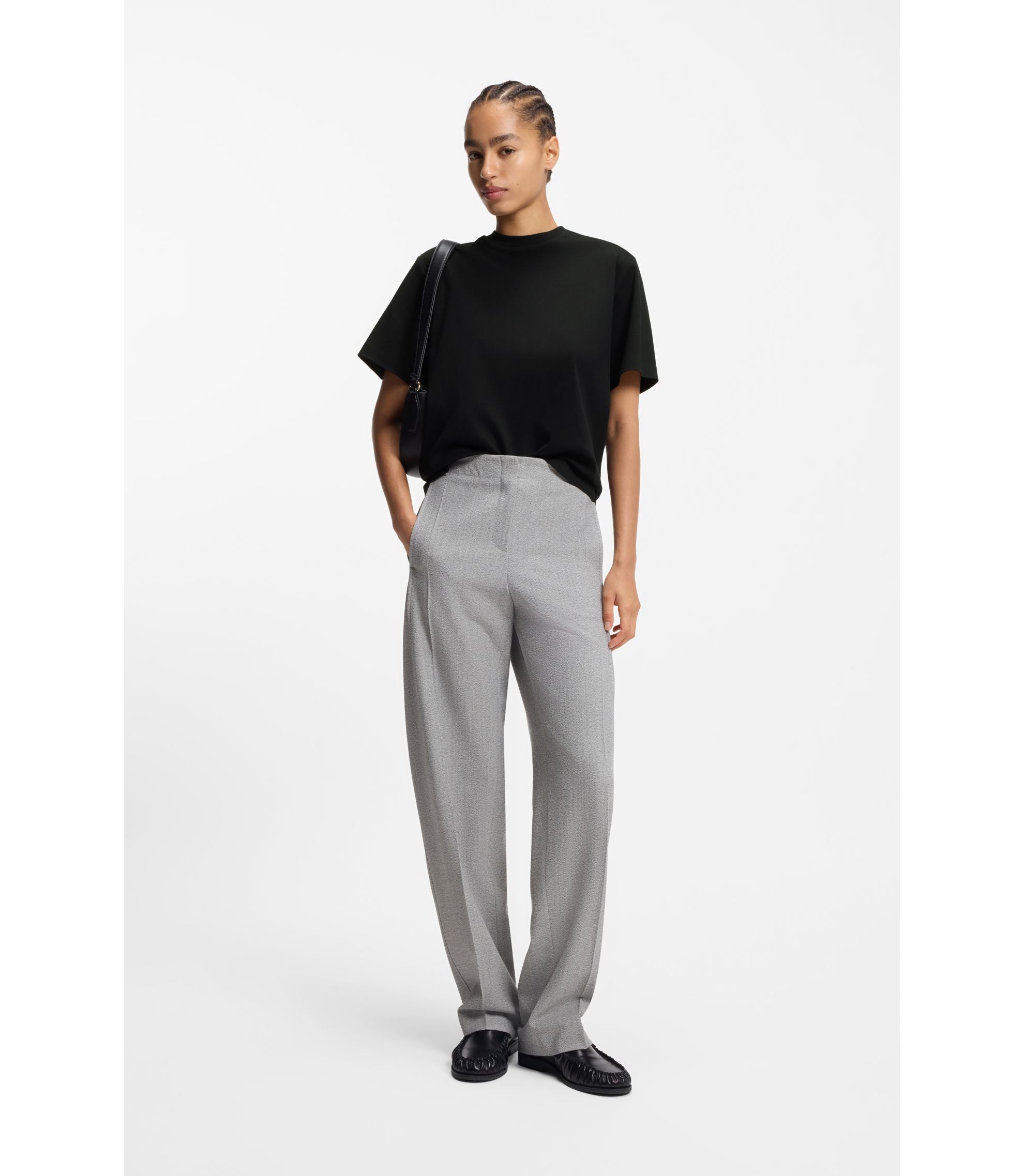 Boss Relaxed Fit T Shirt In Mercerized Cotton Black Women's