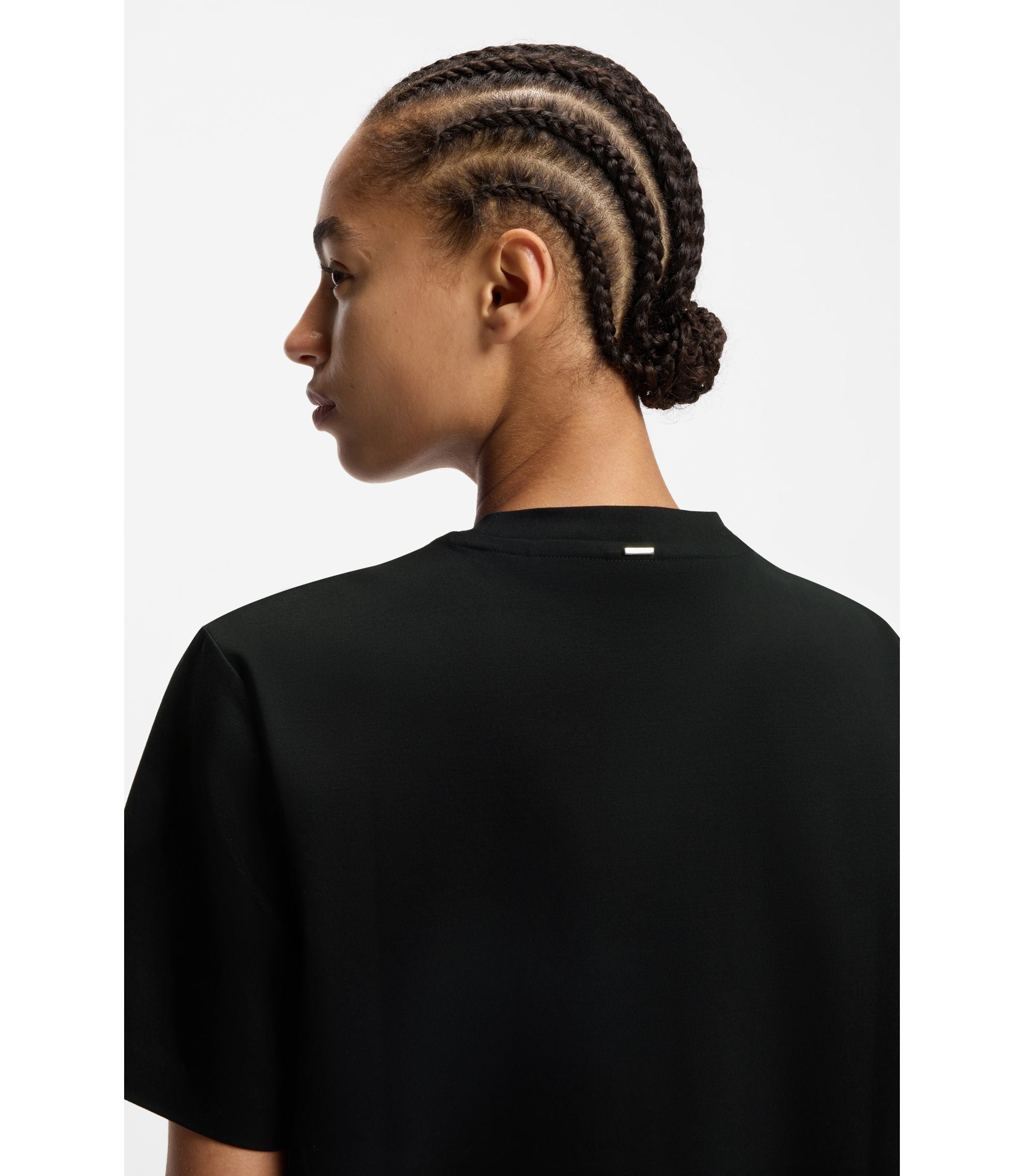 Boss Relaxed Fit T Shirt In Mercerized Cotton Black Women's
