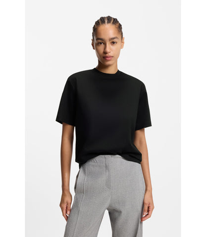 Boss Relaxed Fit T Shirt In Mercerized Cotton Black Women's