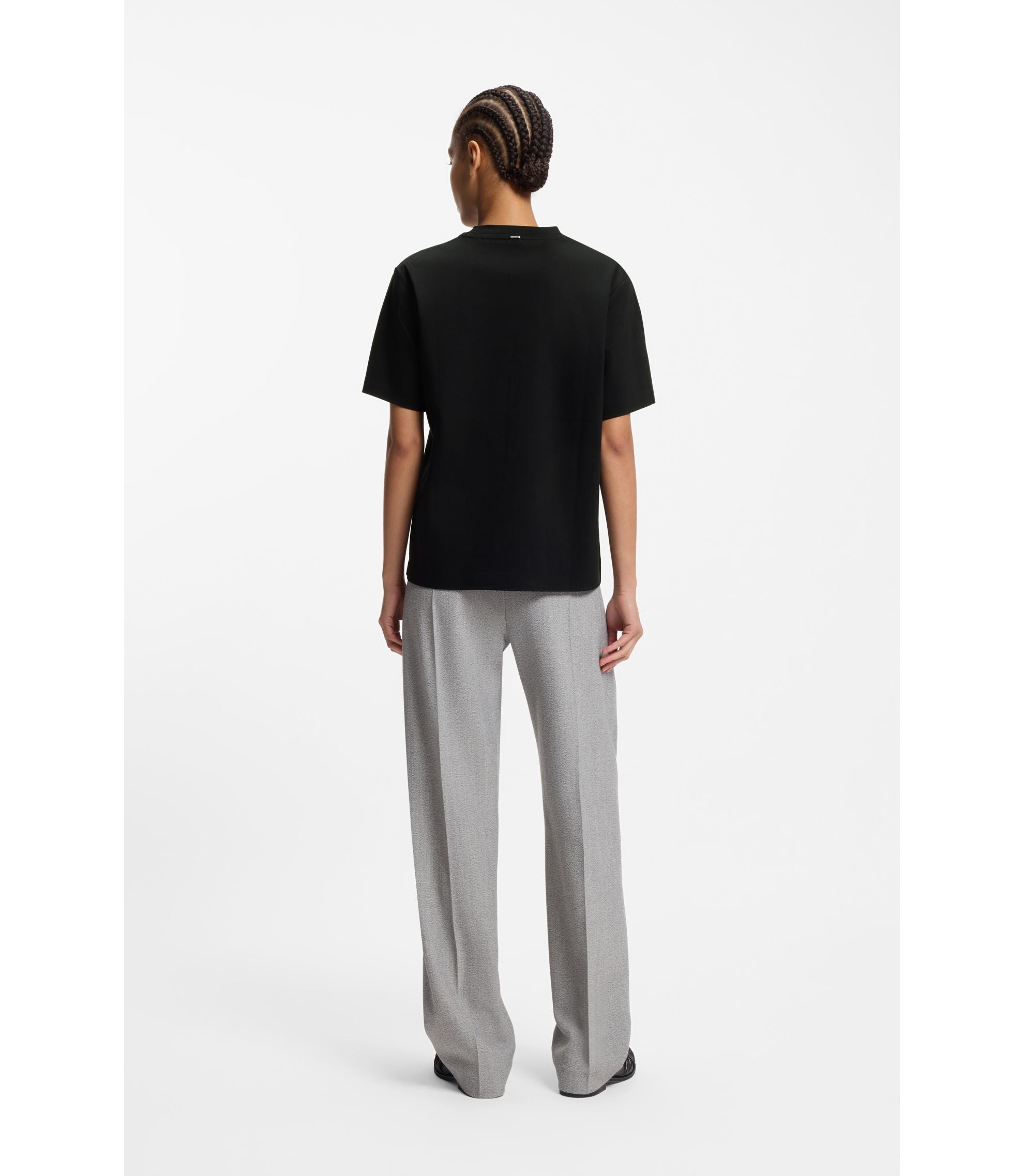 Boss Relaxed Fit T Shirt In Mercerized Cotton Black Women's