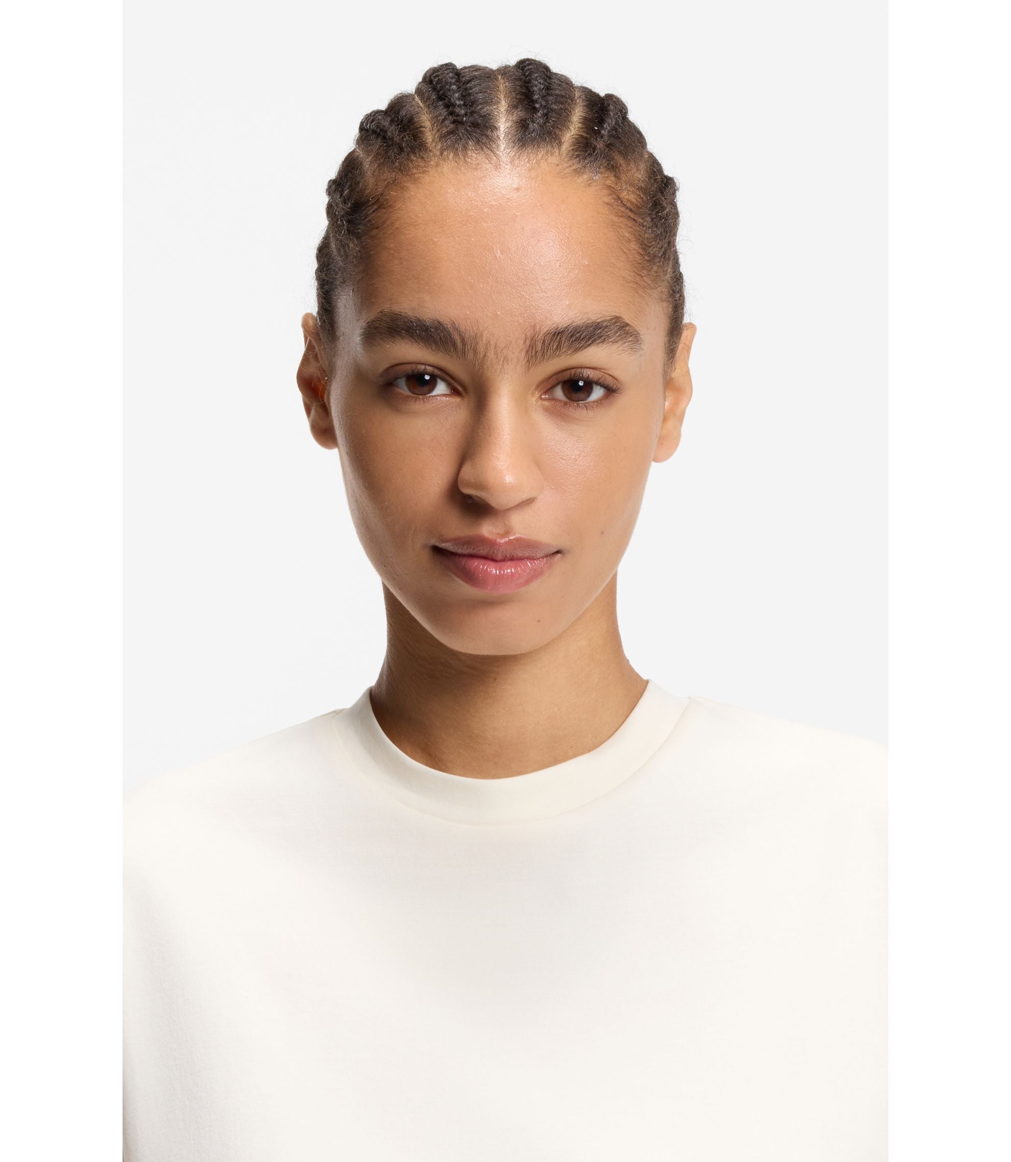 Boss Relaxed Fit T Shirt In Mercerized Cotton White Women's