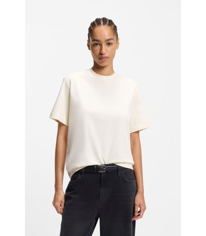 Boss Relaxed Fit T Shirt In Mercerized Cotton White Women's