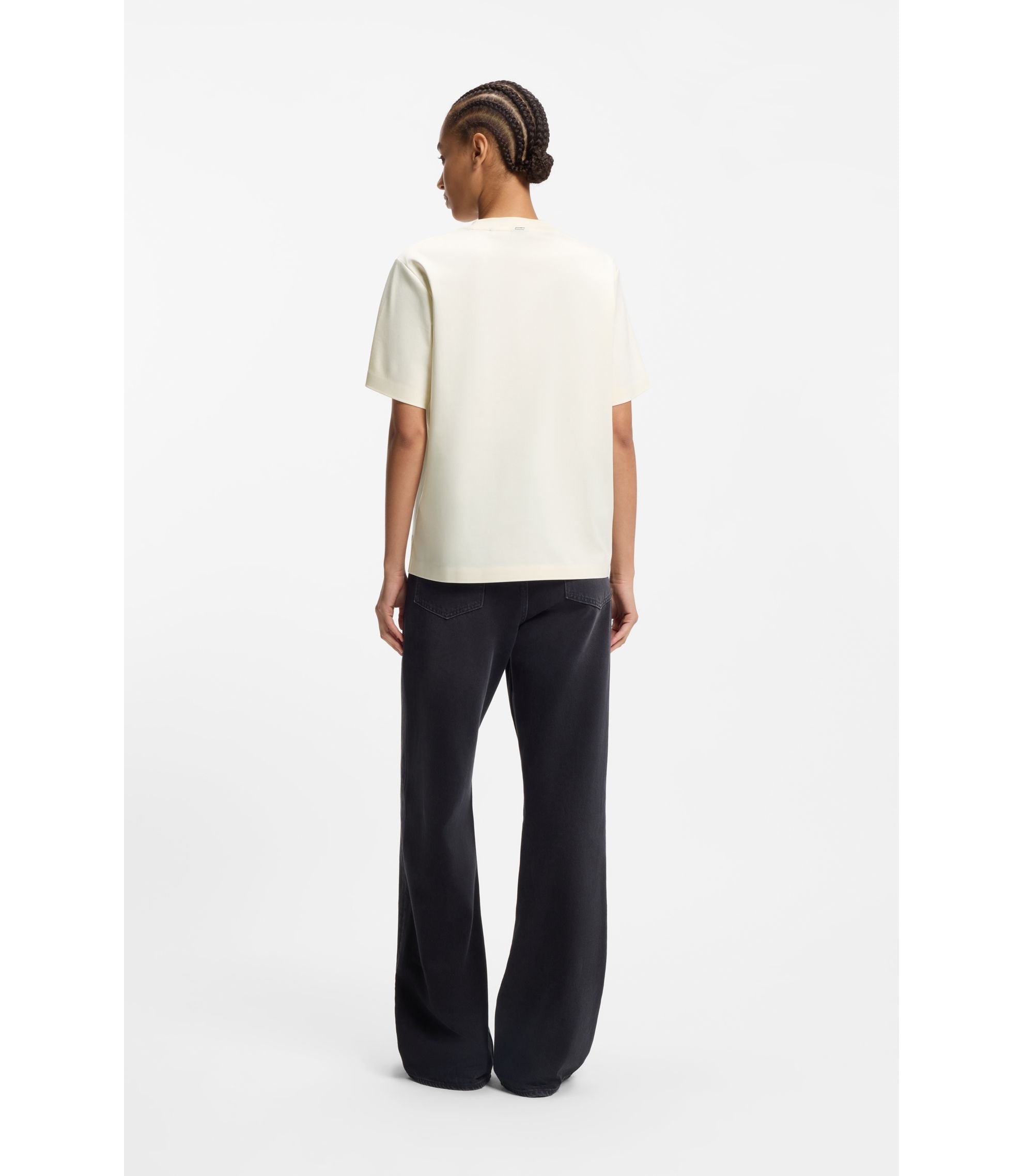 Boss Relaxed Fit T Shirt In Mercerized Cotton White Women's