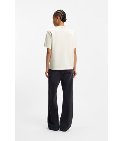 Boss Relaxed Fit T Shirt In Mercerized Cotton White Women's