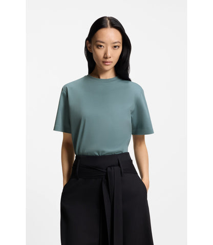 Boss Relaxed Fit T Shirt In Mercerized Cotton Blue Women's