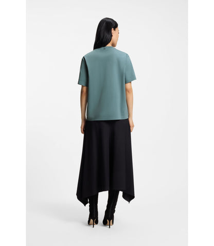 Boss Relaxed Fit T Shirt In Mercerized Cotton Blue Women's