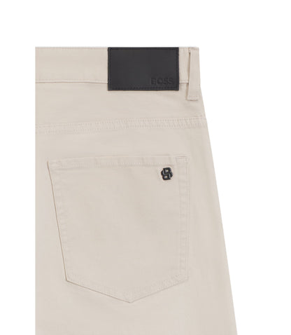 Boss Delaware Trousers In Stretch Cotton Canvas Light Grey
