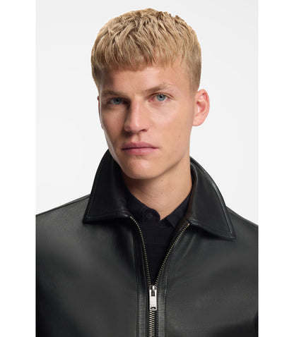 Boss Nappa Leather Jacket In A Regular Fit Black
