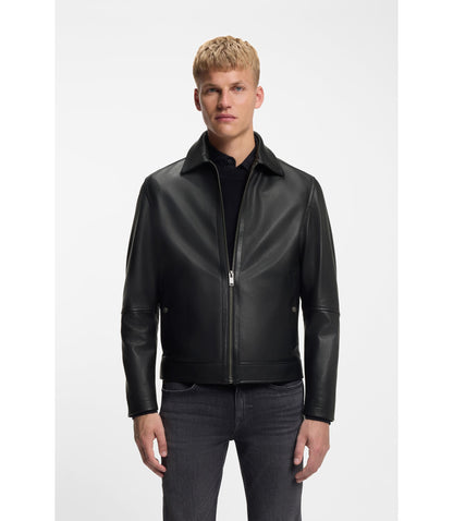 Boss Nappa Leather Jacket In A Regular Fit Black