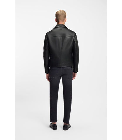 Boss Nappa Leather Jacket In A Regular Fit Black