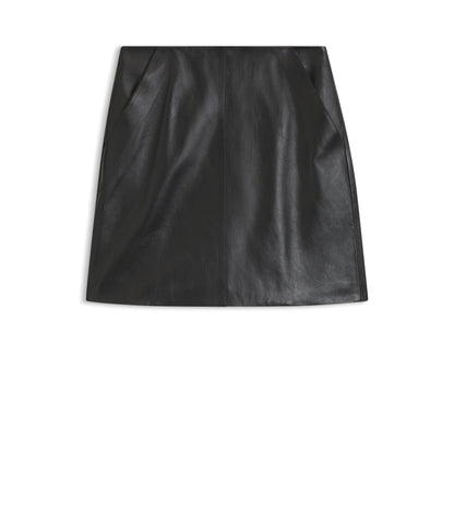 Boss Nappa Leather Skirt With Front Seam Black Women's