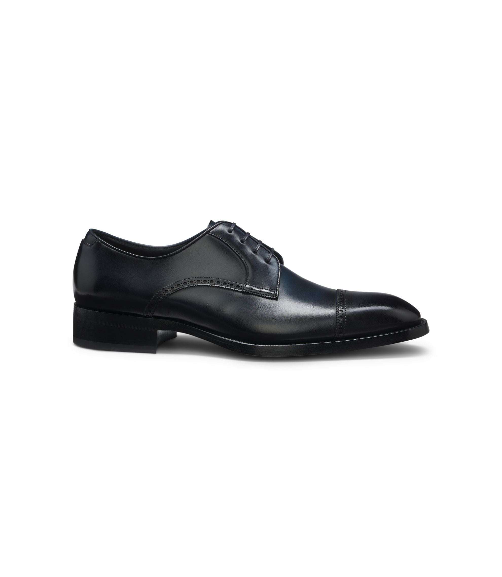 Boss Brogue Detail Derby Shoes In Leather Dark Blue Dark Blue