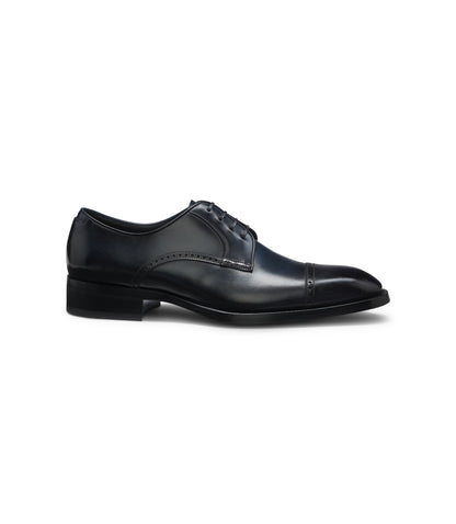 Boss Brogue Detail Derby Shoes In Leather Dark Blue Dark Blue