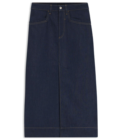 Boss Blue Midi Skirt In Rigid Denim Dark Blue Women's