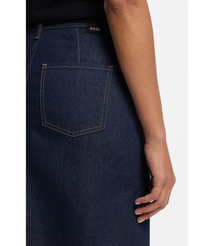 Boss Blue Midi Skirt In Rigid Denim Dark Blue Women's