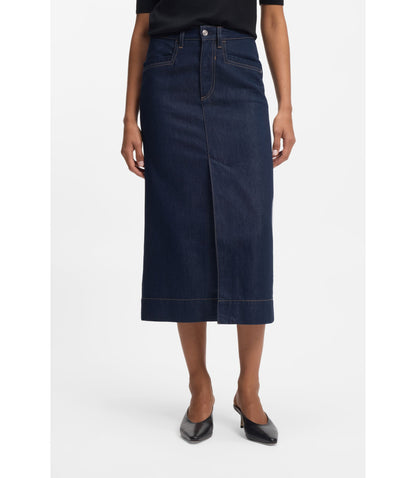 Boss Blue Midi Skirt In Rigid Denim Dark Blue Women's
