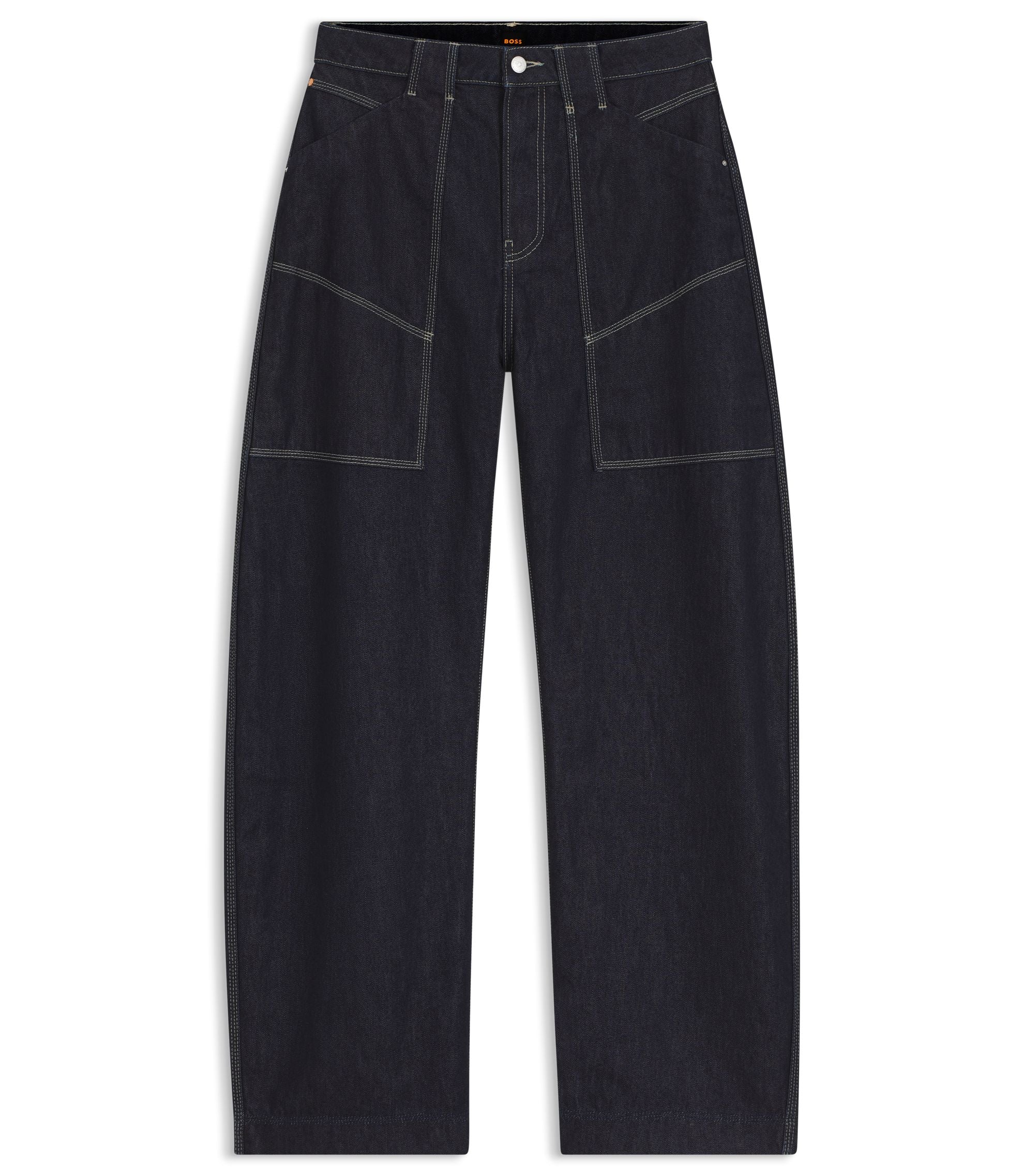 Boss Blue Balloon Leg Jeans In Blue Rigid Denim Dark Blue Women's