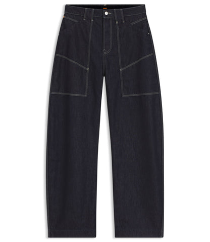 Boss Blue Balloon Leg Jeans In Blue Rigid Denim Dark Blue Women's