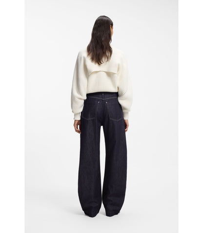 Boss Blue Balloon Leg Jeans In Blue Rigid Denim Dark Blue Women's