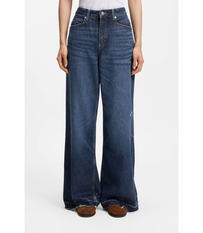Boss Blue Relaxed Fit Jeans In Rigid Denim Blue Women's