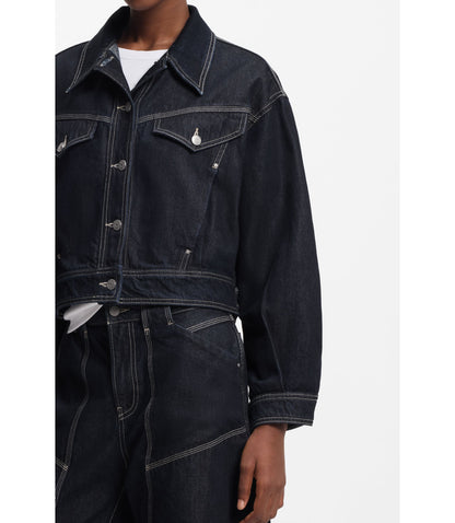 Boss Regular Fit Trucker Jacket In Rinse Washed Denim Dark Blue Women's