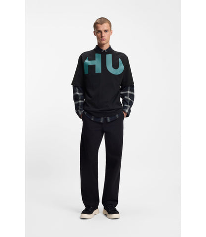 Hugo Large Logo T Shirt In Cotton Jersey Black