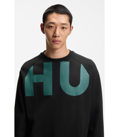 Hugo Large Logo Sweatshirt In Cotton Jersey Black