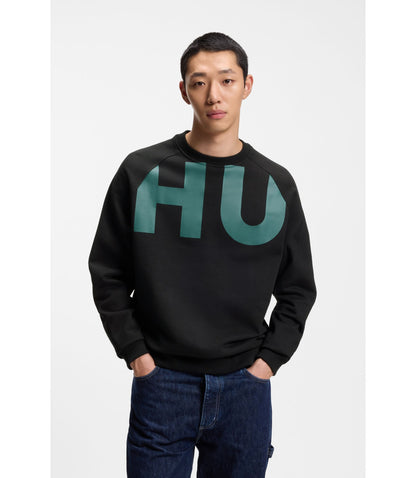 Hugo Large Logo Sweatshirt In Cotton Jersey Black