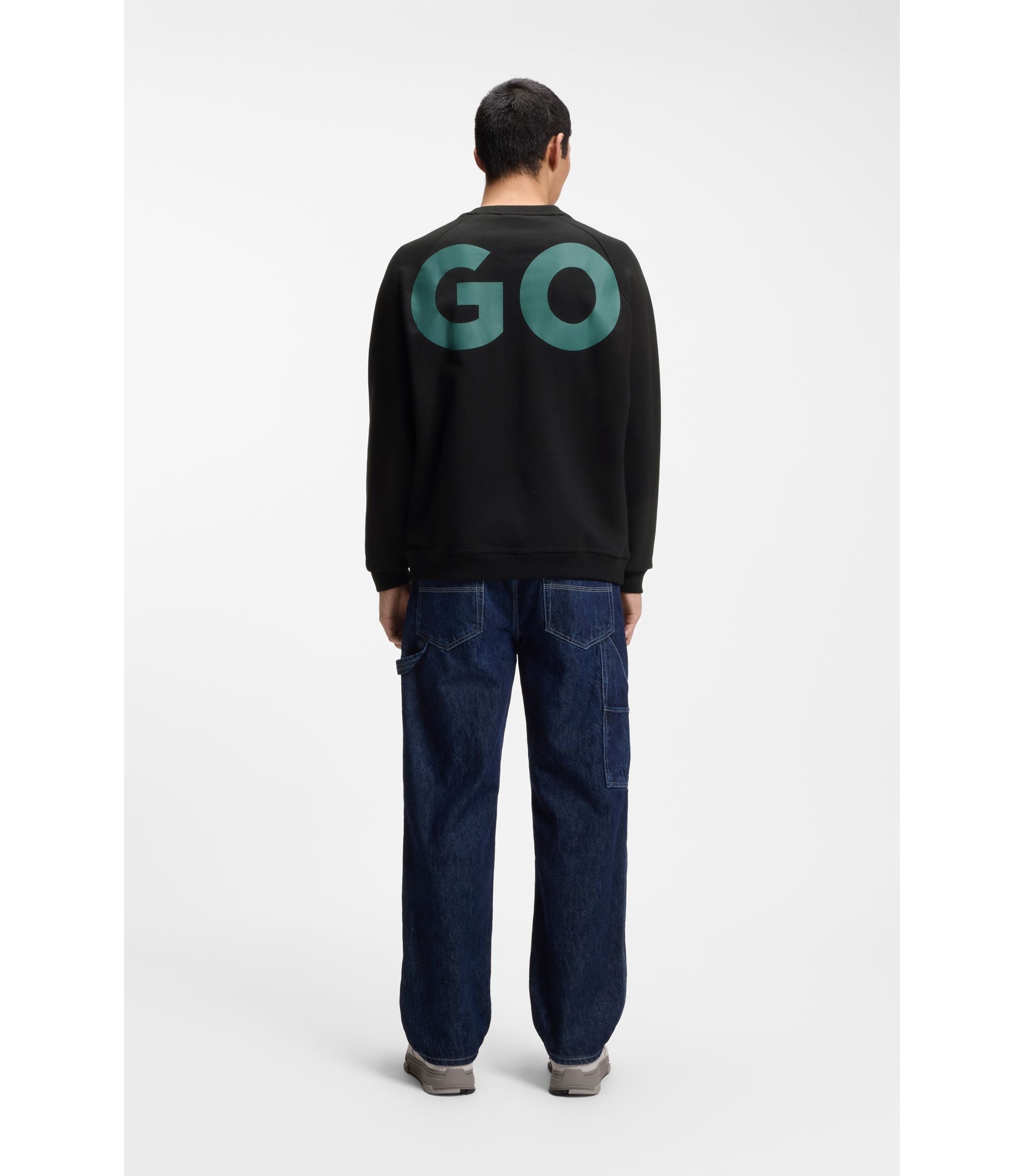 Hugo Large Logo Sweatshirt In Cotton Jersey Black