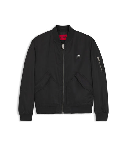 Hugo Stacked Logo Bomber Jacket With Water Repellent Finish Black
